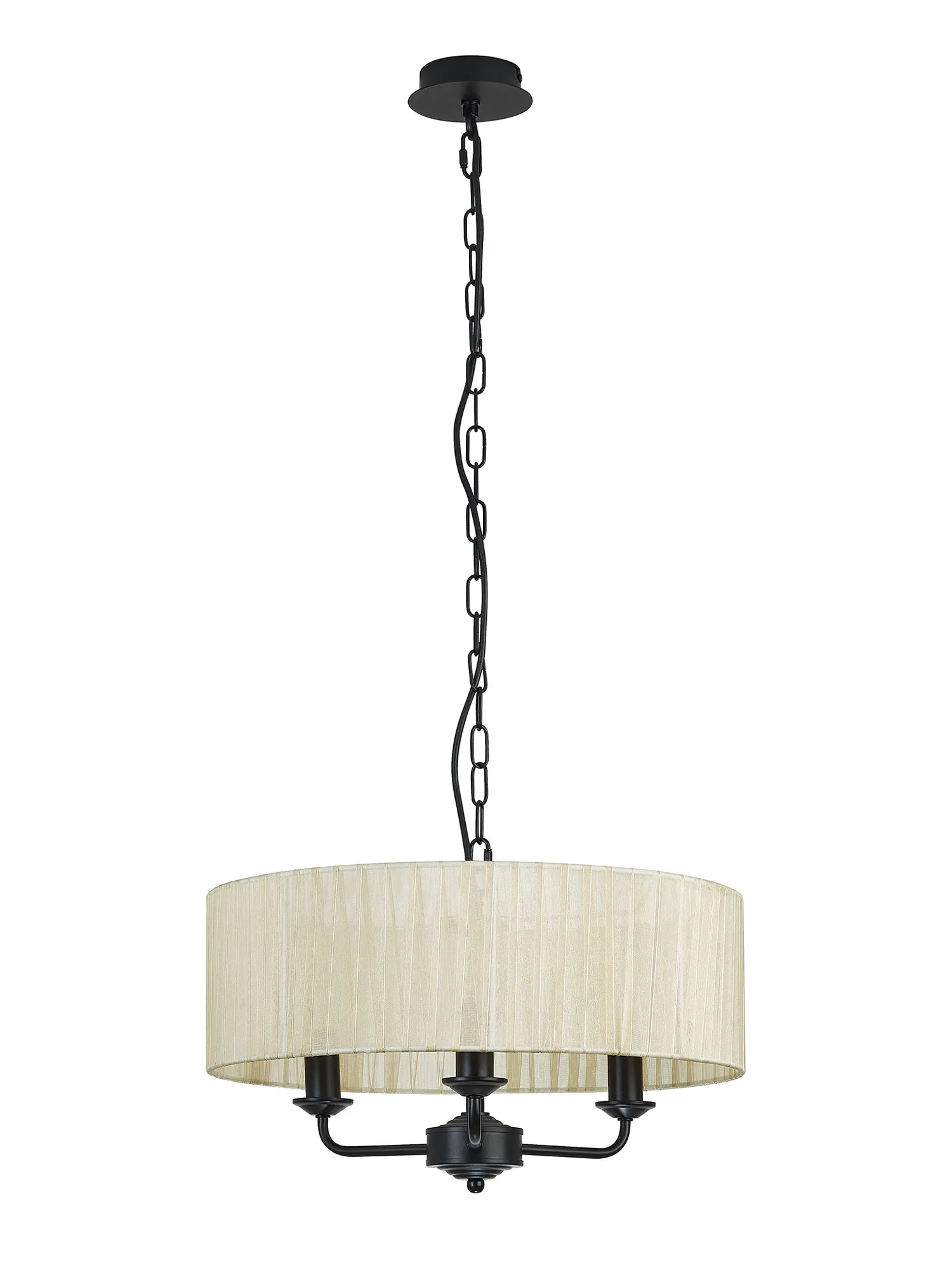Banyan 45cm 3 Light Pendant Matt Black, Cream DK1025  Deco Banyan MB CR